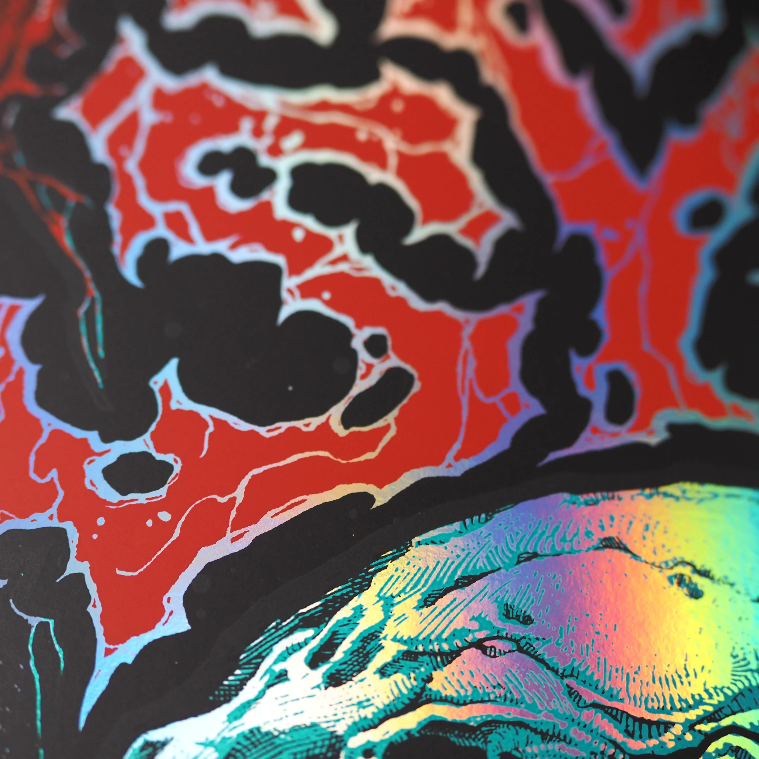 VinSyn Reel Skull - Rainbow Holographic Screen Print - Image 10