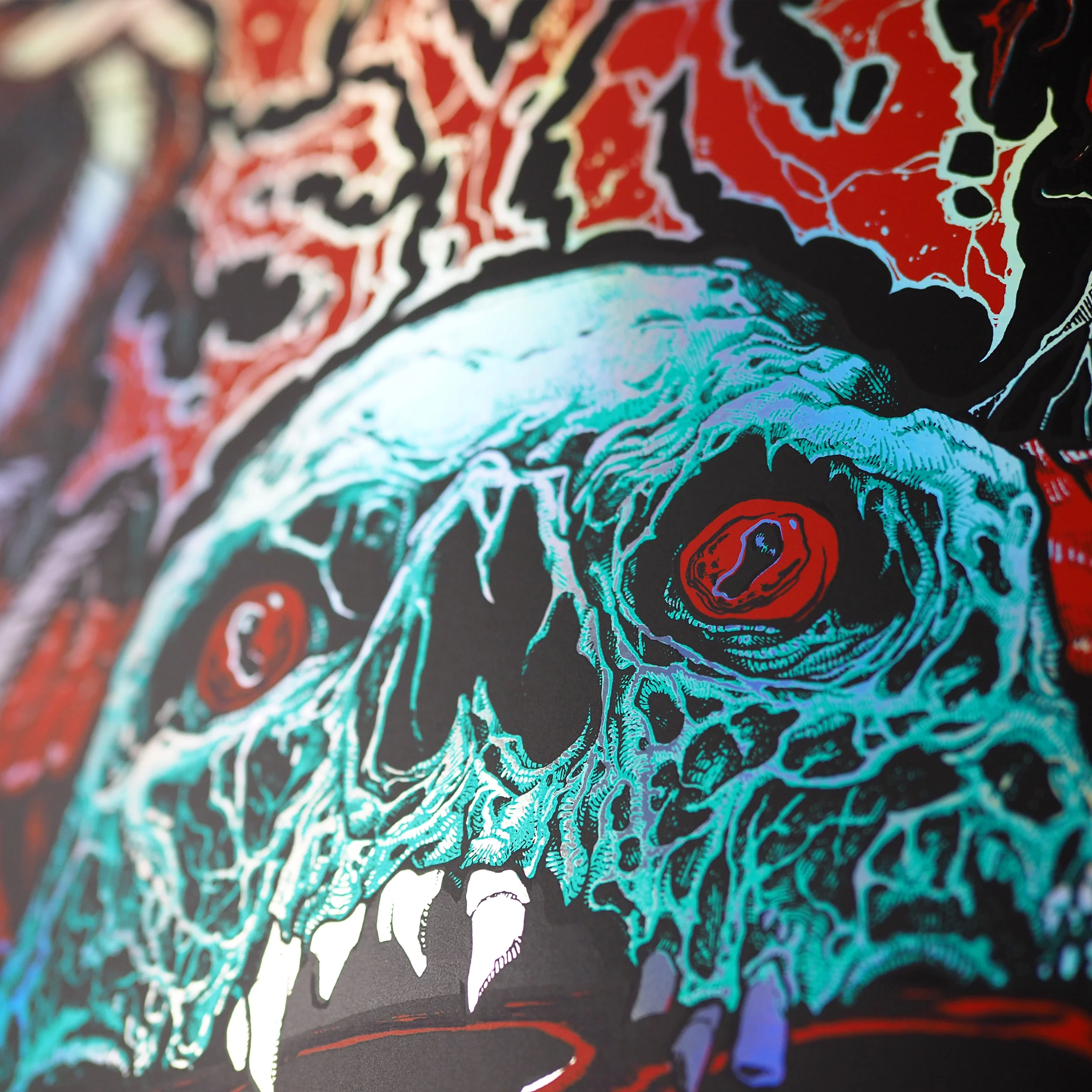 VinSyn Reel Skull - Rainbow Holographic Screen Print - Image 8